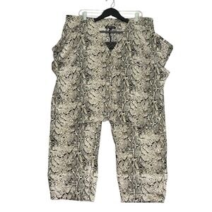 Inc Women's Printed Matte Satin Pajama Set Snake Skin Size XXL